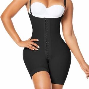 2030 High-Waist Black Full-Body Shaper with Front Hook Closure